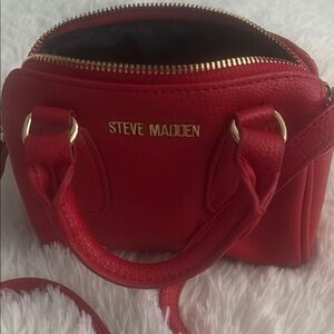 Steve Madden Bold Red Mini Bag with Gold Accents